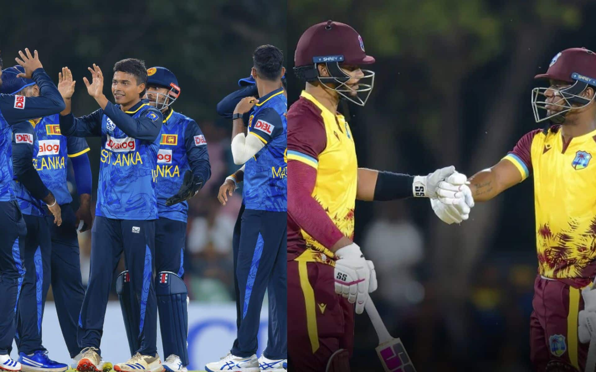 West Indies and Sri Lanka [Source: @cricketnmore/X.com and @stumpnbails/X.com]